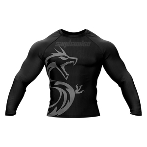 saqibandco <b>Men's</b> Full Sleeve Rash Guard Long Sleeve Dragon Print Quick Dry Spandex Polyester <b>Compression</b> <b>Shirt</b> Front Logo - Product Image 5