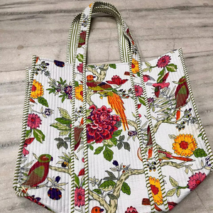 Bolsa de Mano Portátil Acolchada de Algodón Hecha a Mano al por Mayor con Cremallera y Cadenas, Ecológica y Reutilizable para Compras, Venta al por Mayor - Product Image 1