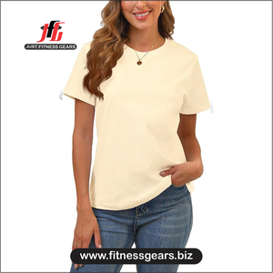 Women's O-Neck Short Sleeve T-Shirt Solid Blue Denim Corduroy Print Casual Wear Loose Fit Summer - Product Image 2