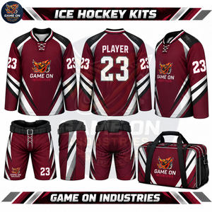 Tenue de hockey sur glace personnalisée avec couleurs contrastées, kit d'équipe professionnel, vêtements de sport avec sacs de transport, prix de gros - Product Image 6