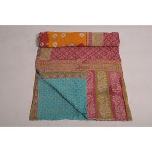 Vintage Indian Kantha <b>Quilt</b> Floral Print Handmade Cotton <b>Throw</b> Boho Eco Friendly Reversible Bedspread Blanket - Product Image 4