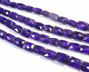 Cuentas facetadas de amatista de primera calidad, hilo de 16.5'' de amatista brasileña natural, cuentas baguette de 7-11mm con perforación central morada para bricolaje - Product Image 3