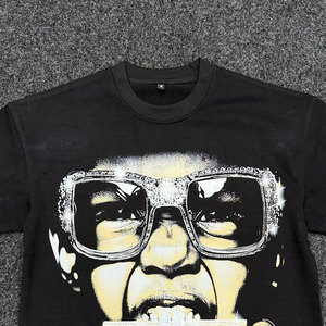 Camiseta Hip Hop Premium con Estampado Gráfico Personalizado para Hombre, Corte Holgado, 100% Algodón, Manga Corta - Product Image 3