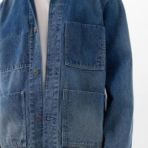 Chaqueta de mezclilla para hombre, estilo clásico, con botones, bolsillos en el pecho, corte holgado, estilo boyfriend. - Product Image 3