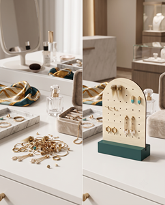 Présentoir élégant et moderne en verre en forme de ruche pour boucles d'oreilles, taille et couleur personnalisables, compatible avec les lecteurs multimédias LCD, pour la vente au détail et la maison - Product Image 3