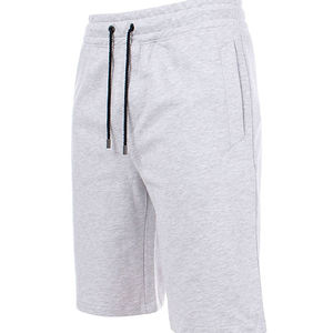 Shorts en coton gris pour hommes, taille mi-haute, avec cordon de serrage, décontractés, respirants, tricotés, avec poches, couleur unie, vente en gros - Product Image 1