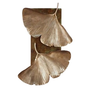 Decoración de pared de hojas, colgante de pared de Metal de tres hojas dorado elegante, sala de estar moderno decorativo para arte de pared, decoración Interior de oficina - Product Image 1