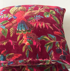 Luxury Burgundy Velvet <b>Cushion</b> Covers with <b>bird</b> and Floral Print Decorative Throw Pillows for Sofa and Home Decor - Product Image 6