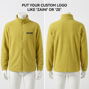 Chaqueta Deportiva Casual Larga y Delgada para Hombre, 240g, Reflectante, con Panel de Forro Polar Verde Oliva, Diseño con Logotipo Personalizado Impreso, Cierre Completo - Product Image 1