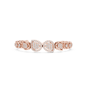Bracelet en or rose massif 9K 10K 14K 18K avec diamants CVD de laboratoire VVS DEF, style poire et grappe, chaîne et maillons tendance - Product Image 6