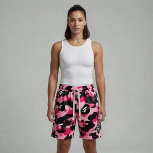 Shorts en maille camouflage rose pour femme, séchage rapide, légers, pour le sport et la gym - Product Image 1