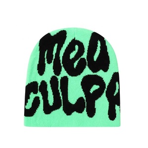 Anime Mea Culpa Y2K Bonnet d'hiver pour femmes Bonnet de ski doublé en satin avec motif à revers pour hommes et femmes Bonnets de ski - Product Image 2