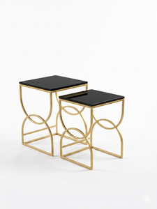 Modern <b>Gold</b>-Plated <b>Sofa</b> End Table - Sleek Stainless Steel Frame with Clear Tempered Glass - Product Image 2