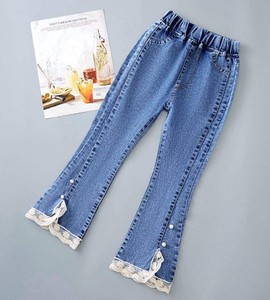 Pantalon long décontracté en jean à trous pour filles, grande taille, imprimé floral et dessin animé, style graffiti, printemps-automne - Product Image 2