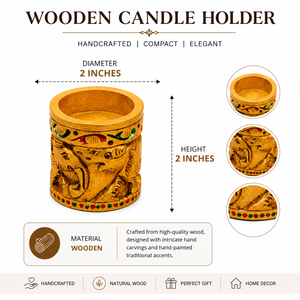 Handcrafted Wooden <b>Elephant</b> Candle Stand | Traditional Hand-Painted Thanksgiving Home <b>Decor</b> From Rajasthan - Product Image 5