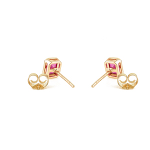 Nouveautés : Boucles d'oreilles minimalistes en or jaune véritable 14 carats avec rubis naturel serti clos, cadeau d'anniversaire pour elle, bijoux personnalisés - Product Image 6