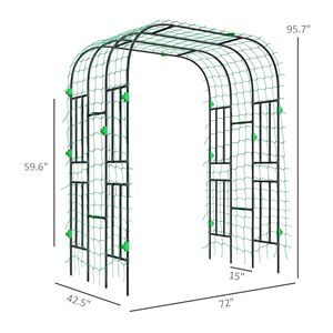 Arche de jardin en métal de 2,4 m de haut avec treillis de support pour plantes grimpantes (concombres et autres plantes) – Idéale pour clôtures et portails de jardin - Product Image 3