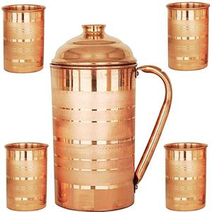 Ensemble de carafes en cuivre classiques, luxueuses et élégantes, avec poignée en métal, écologiques, option de logo personnalisé, couvercle, théières multifonctionnelles en métal - Product Image 1