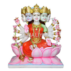 Statue de Panchmukhi Gayatri Mata en marbre |   Murti de la déesse Gayatri à cinq faces pour le temple – Maliyas - Product Image 1