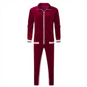 Unisex <b>Tracksuit</b> Set Full Zip Solid Color <b>Velour</b> Casual Wear Winter Breathable Cotton Material Regular Fit Side Pockets Hooded - Product Image 4