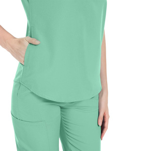 Women's Mint Green <b>Scrub</b> Set Polyester Knitted Hospital <b>Uniform</b> Pants and Top Medical Workwear for Nurses - Product Image 3