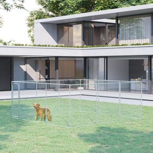 Recinto per Cani Robusto in Rete Zincata 4,6m x 4,6m con Serratura di Sicurezza e Area Esterna Stabile per Cani di Taglia Grande - Product Image 2
