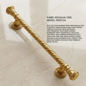 Regalia Vine 36 Inch Brass <b>Door</b> <b>Pull</b> Antique Gold Royal Style Ambidextrous Touch Control Entry <b>Handle</b> - Product Image 2