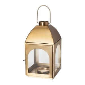 Farol Decorativo Colgante para el Hogar, de Acero Inoxidable y Vidrio, con Acabado Dorado Personalizado - Product Image 1