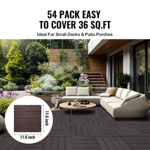 Set di 54 Piastrelle Incastrabili per Pavimenti 12"x12" 54 Metri Quadrati Pavimentazione in Plastica Impermeabile per Esterni, Adatta a Tutte le Condizioni Atmosferiche, per Patio e Terrazze - Product Image 2