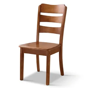 Chaise de salle à manger en bois massif avec dossier à lattes, assise en bois brun classique pour la maison, les restaurants, les cafés et les meubles de salle à manger - Product Image 4