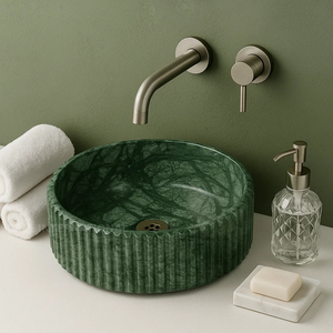 Colección Exclusiva de Lavabos de Mármol Verde Ecológico de Alta Calidad, Lavabo Moderno Hecho a Mano, Lavabo de Piedra Natural de Lujo - Product Image 1