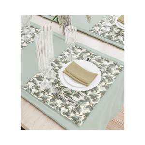 Floral Printed Square Placemat Linen Cotton Washable Classic Embroidered Handcrafted 14 x 18 Inch <b>Table</b> Mat for Home Dining - Product Image 2