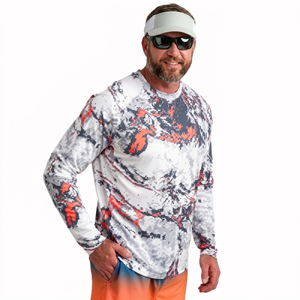 Vêtements de pêche professionnels unisexes à manches longues, t-shirts à col rond, matière personnalisée, protection UV UPF50, séchage rapide, évacuation de l'humidité, 160g - Product Image 1
