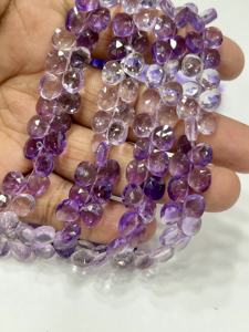 Cuentas de Cuarzo Amatista Rosa Natural Sombreado AAA, Forma de Corazón Facetado, Tipo Briolette, Tamaño Aprox. 6-7mm Cadena de 8 Pulgadas - Product Image 5