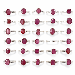 Natural Ruby Stone <b>Rings</b> Wholesale German Silver <b>Adjustable</b> Handmade Oval Cushion Cut Red Ruby Love Theme Jewelry Bulk - Product Image 1