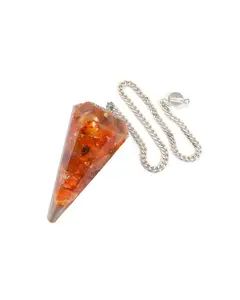 Carnelian Orgone Reiki Pendulum Chakra Batu Alam Penyembuhan Ortonit Kristal Meditasi Kerucut Pendulum dengan Kantong Gratis