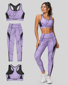 Conjuntos de Yoga de Cintura Alta para Mujer con Logotipo Personalizado, Dos Piezas, Bra Deportivo y Leggings de Spandex/Poliéster, Secado Rápido y Ligeros - Product Image 5