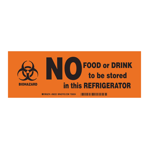 Panneau de sécurité pour réfrigérateur Brady - Interdiction d'aliments et de boissons pour usage en laboratoire et industriel - Product Image 1