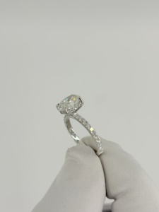 แหวนเพชรเพาะเลี้ยงในทองคำขาว 14K 18K |   เพชรรูปไข่ทรงกลมพร้อมดีเทลทรงกลมและรูปไข่ |   เครื่องประดับสำหรับผู้หญิงสำหรับการหมั้นหมาย - Product Image 3