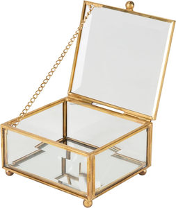 Caja de recuerdo de cristal cuadrada, organizador de joyas, Decoración de mesa de tocador con acento decorativo, tarros y cajas de regalo nupcial para boda - Product Image 2