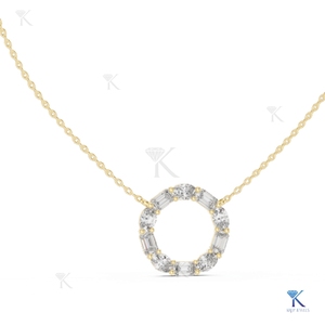 Collar con colgante de diamante cultivado en laboratorio, corte princesa radiante, en oro macizo de 14K y 18K, proveedor mayorista de joyería - Product Image 1