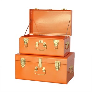 Orange Metal Storage Trunk <b>Box</b> Rectangular Shape Ideal for <b>Clothes</b> And Garment Storage Blanket And Bedding Storage From India - Product Image 1