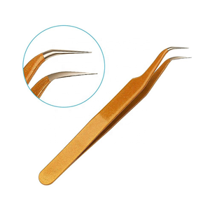 Rose Gold Curved Eyelash Extension Tweezers Set Strong Stainless Steel Straight & Pointed Tips Professional Lash <b>Tool</b> - Product Image 1