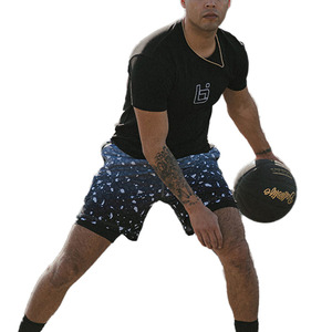 Pantalones Cortos de Baloncesto Personalizados para Hombre, Diseño de Salpicaduras Negras, Malla Transpirable, Ropa Deportiva de Secado Rápido - Product Image 1