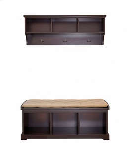 Banco de Madera Estilo Moderno con Almacenamiento, Cojín de Tela Verde, Taburete para Entrada, para Uso Doméstico - Product Image 2