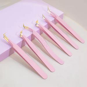 Juego de Pinzas para Pestañas Morje de Acero Inoxidable Quirúrgico de Precisión, Puntas Lisas Rosadas para Uso Estético - Product Image 4