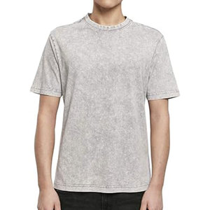 T-shirts délavés à l'acide pour hommes 100% coton respirant, vêtements décontractés d'été de haute qualité - Product Image 1