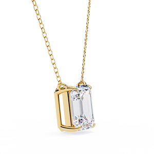 Minimalist 14K Solid Gold IGI Certified 1 CT Emerald Cut Prong Set Lab Diamond Solitaire Pendant <b>Necklace</b> for Women Party Gift - Product Image 4