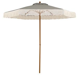 Sombrilla de Patio Boho de 7 Pies con Flecos, Toldo Verde a Rayas, Ventilación Antiviento, Poste de Aluminio, Sombrilla de Playa para Exteriores con Borlas de Algodón para Restaurantes - Product Image 3