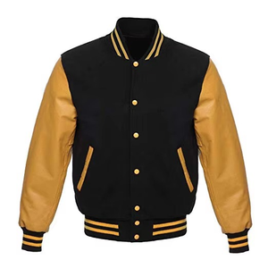 Custom Logo Sleeve Canvas Chenille Embroidery Vintage Letterman Streetwear Varsity Jackets Geometric Patchwork Stand for <b>Men</b> - Product Image 6